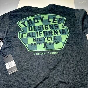 Troy Lee Designs tee-shirt Small NWT green checkered grey